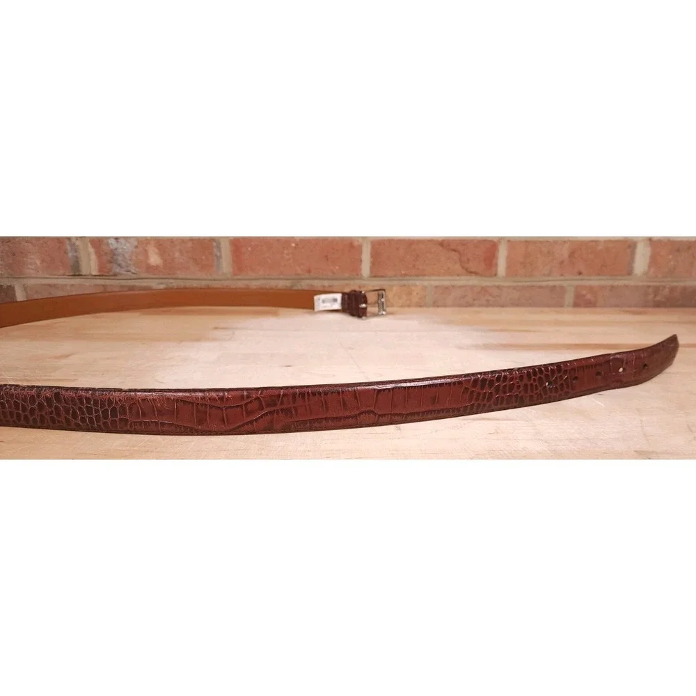 Polo Ralph Lauren Faux Alligator Brown Italian‎ Leather Belt Mens Size 56 / 140